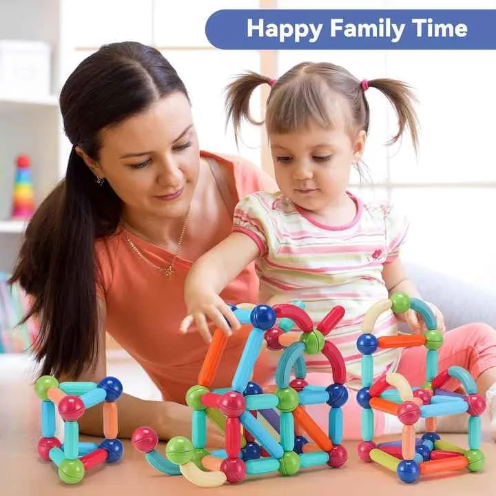 100 Pcs Magnetic Sticks Building Blocks for Kids 3+ | Educational STEM Learning Magnet Stick & Balls Construction Toy Set for Boys & Girls
