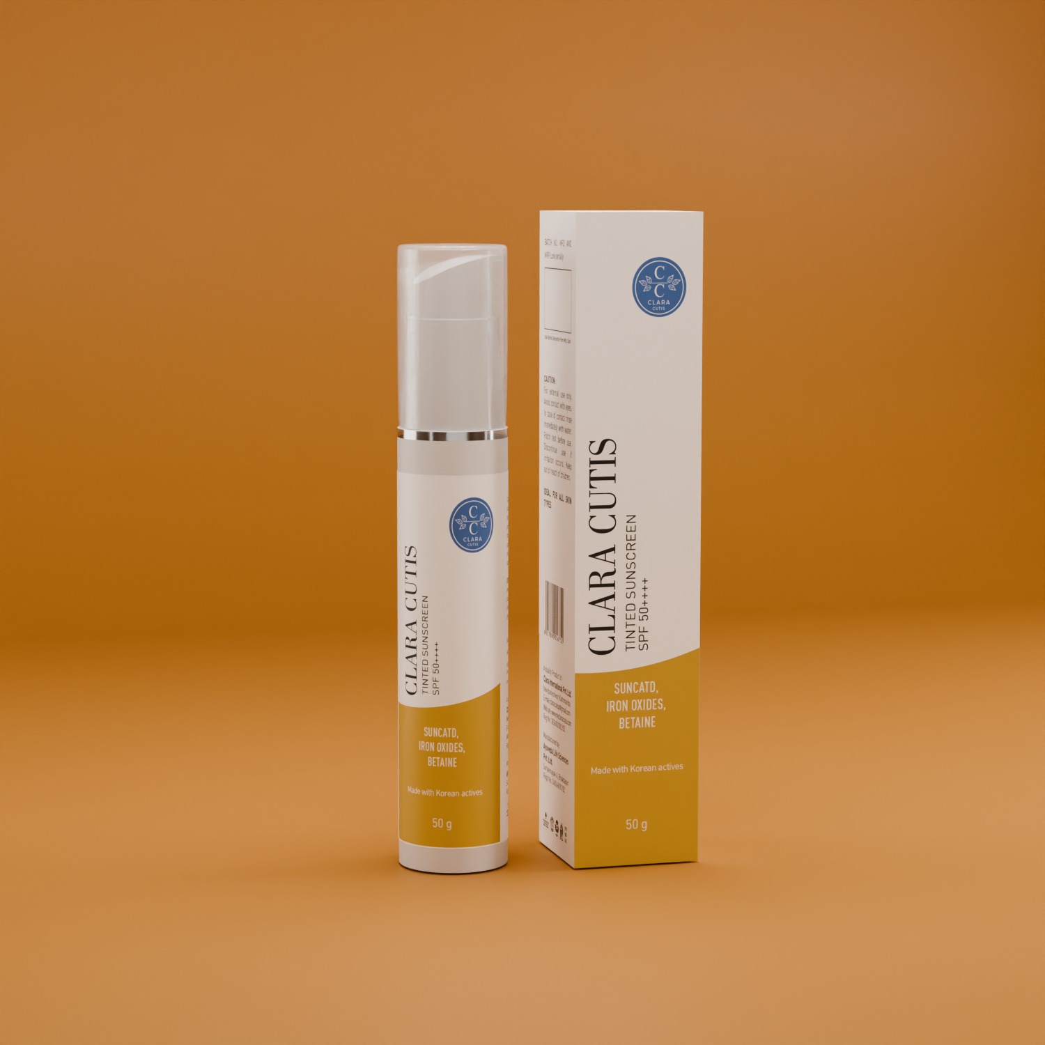 Clara Cutis Light Shade Anti-Blue Tinted Fluid Sunscreen | Oil-Free Matte Finish UVA/UVB Protection with Zinc Oxide & Iron Oxides